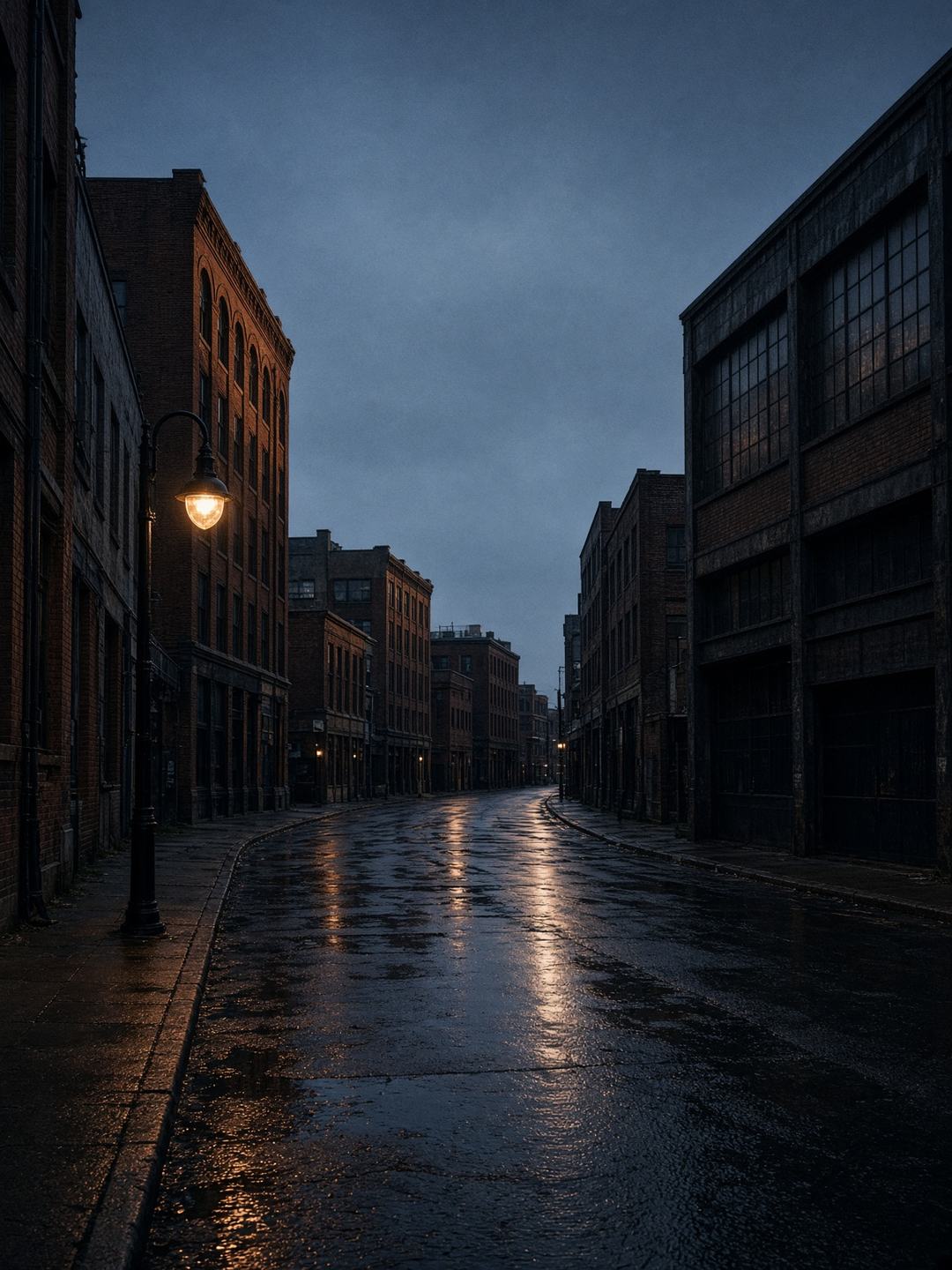 Empty downtown street at first light